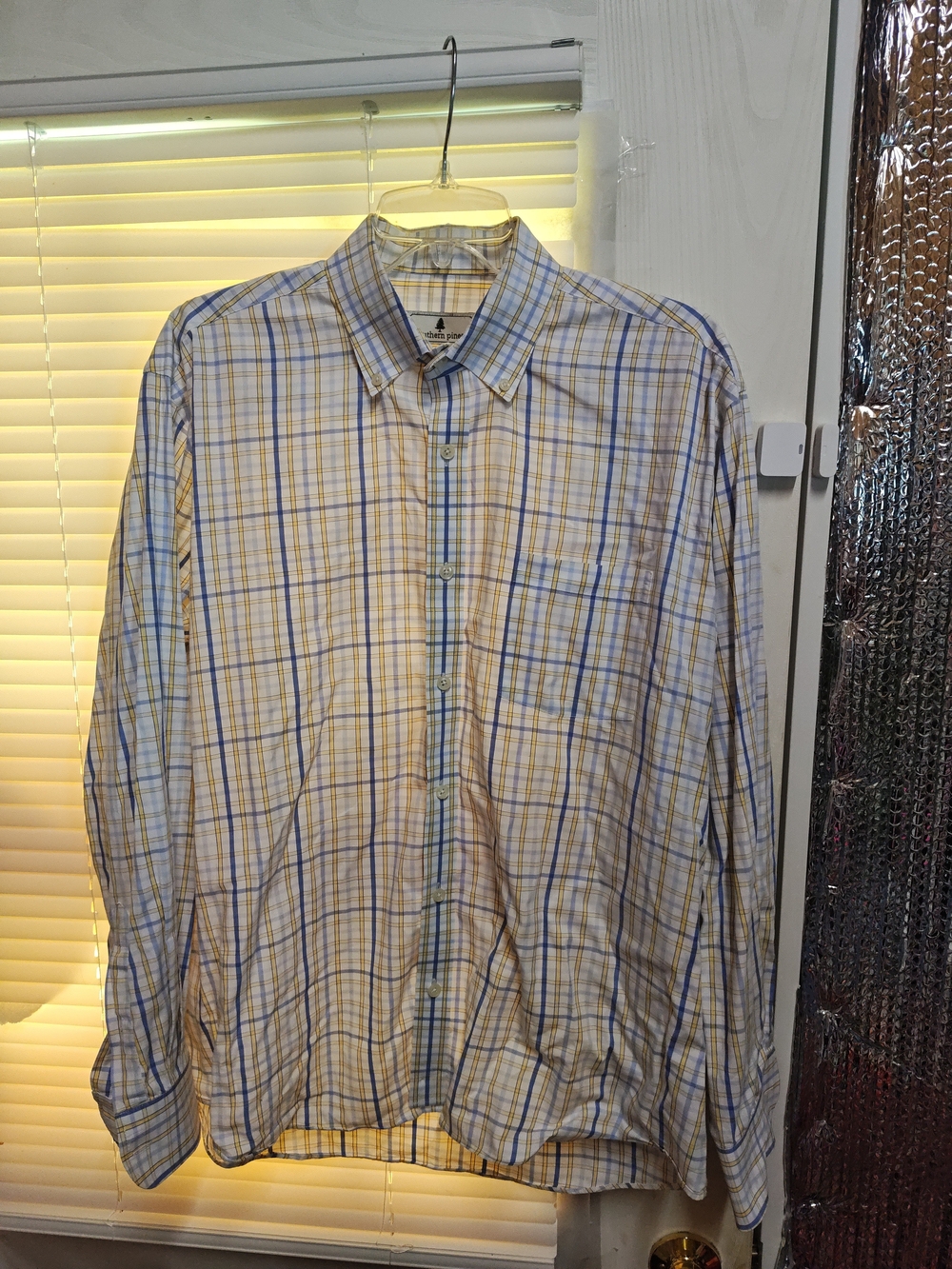 Southern Pines Classic Men’s Long-Sleeve Plaid Button-Down Shirt - Blue & Yellow